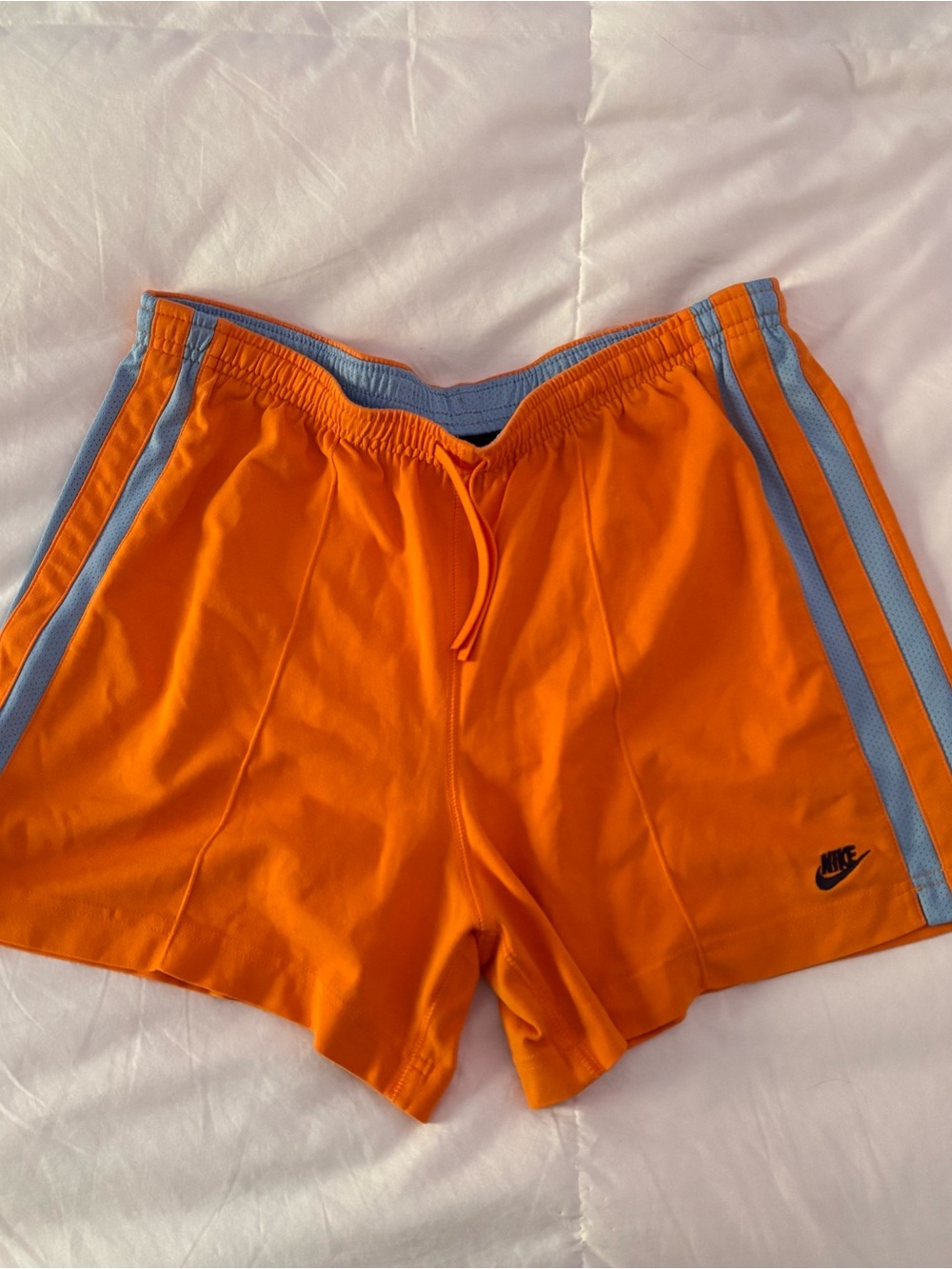 Nike Orange Shorts with Light Blue Side Stripes